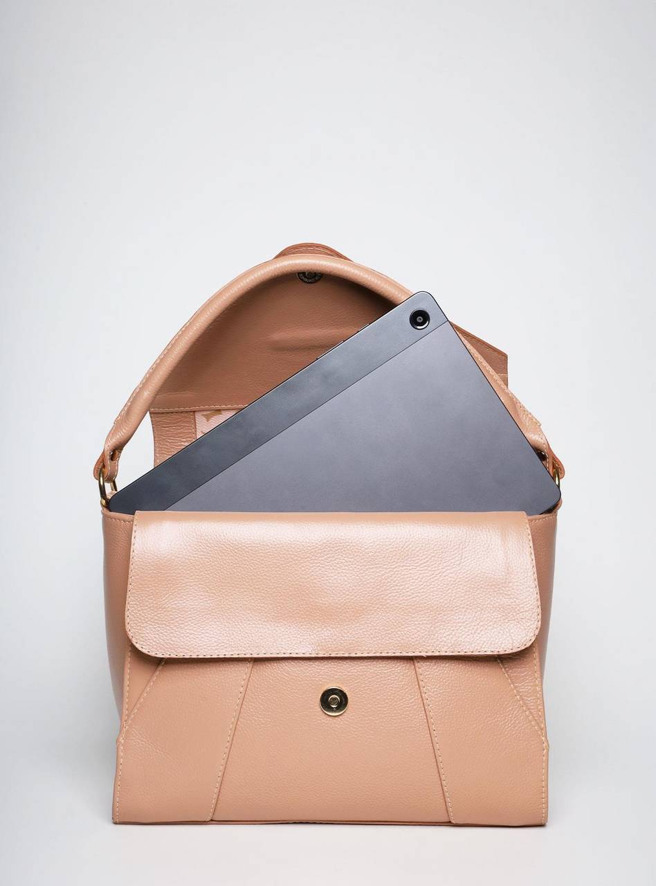 Bolsa Satchel Média Couro Tiracolo Nude BSI-5820 - NU