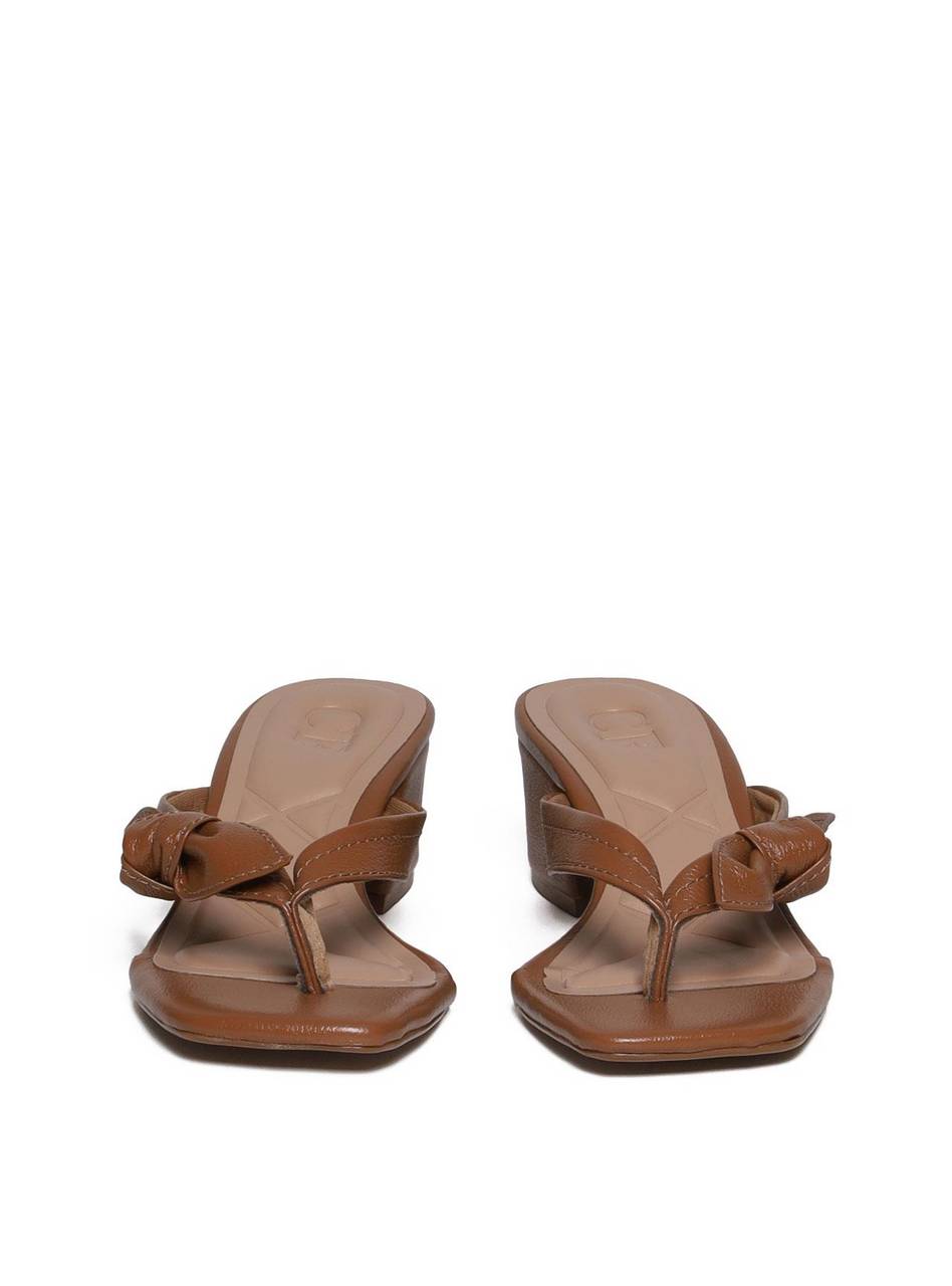 Sandália Feminina Couro Tamanco Salto Bloco - Castor  SDI-11622 - CS