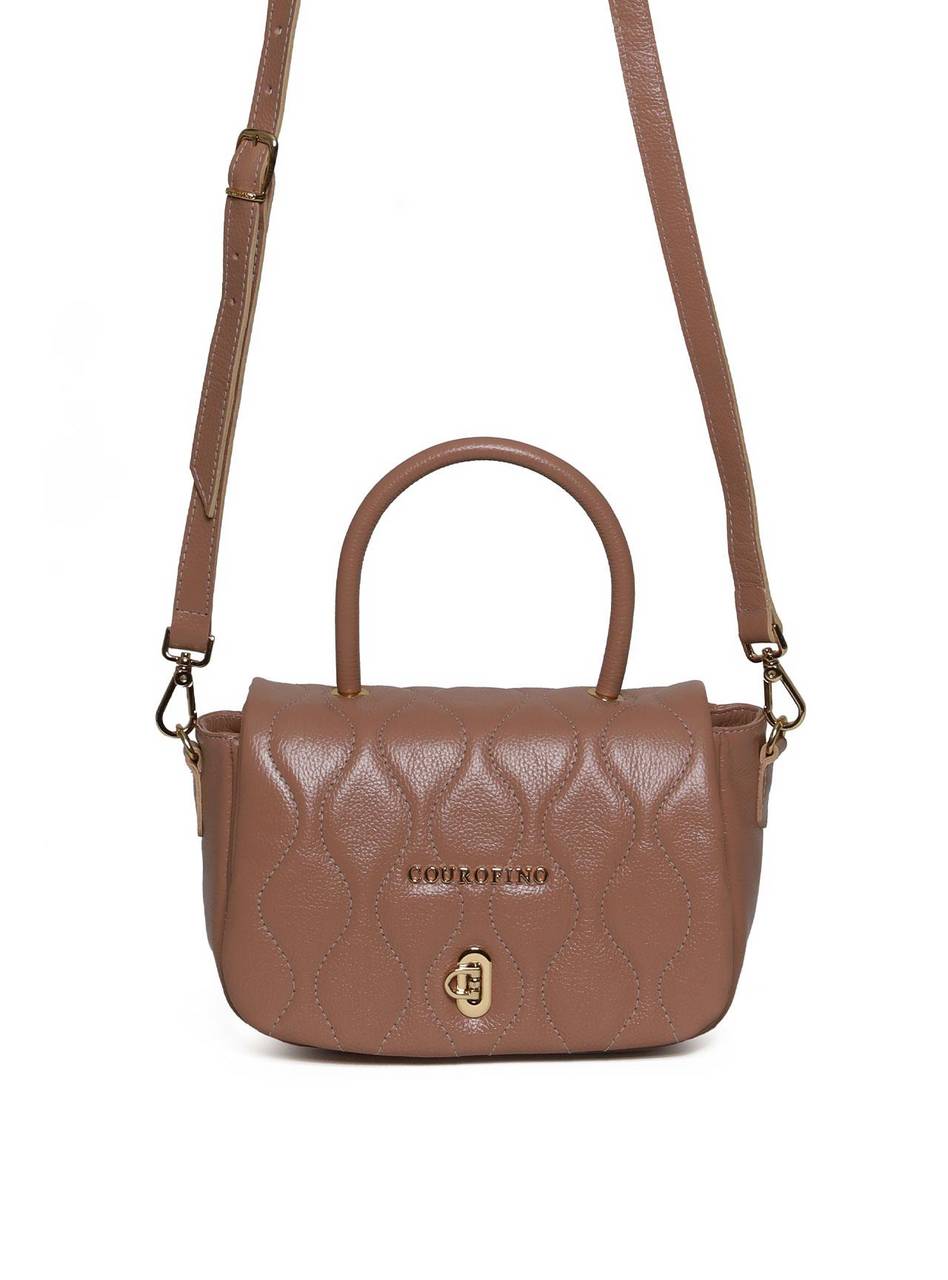 Bolsa Satchel Pequena Couro Alça Dupla - Nude BSI-5978 - NU