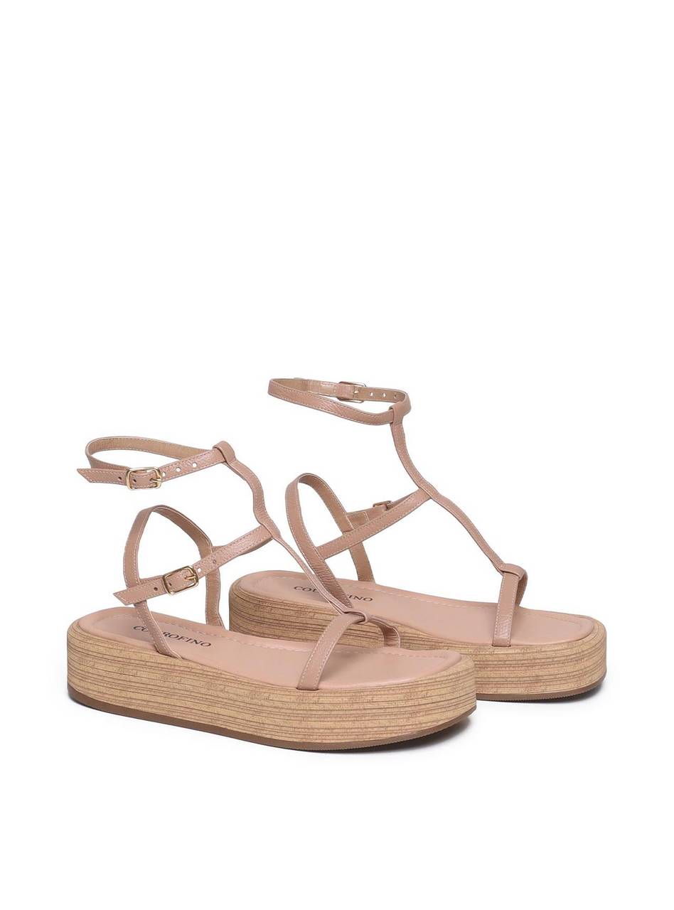 Sandália Feminina Couro Plataforma Salto Fachetado - Nude SDI-11560 - NU