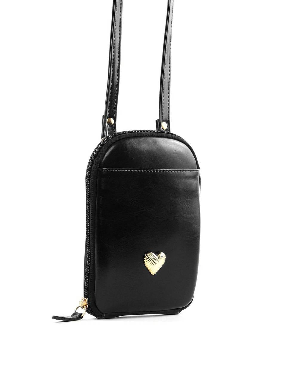 Bolsa Bag Transversal Coração Porta Celular - Preta BSI-6396 - PR