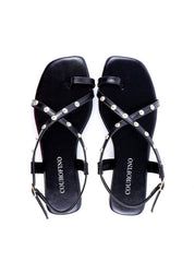 Rasteira com Dedeira e Tiras Cruzadas - Preta SDI-11903 - PR