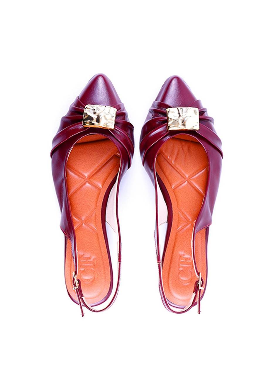 Sapatilha Slingback Drapeada Enfeite Orgânico - Vinho SDI-11981 - VI