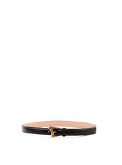 Cinto Feminino Fino Fivela Assimétrica Aço Escovado - Preta CTI-1009 - PR