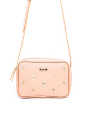 Bolsa Bag Transversal com Metalasse e Spikes Nude BSI-5997 - NU
