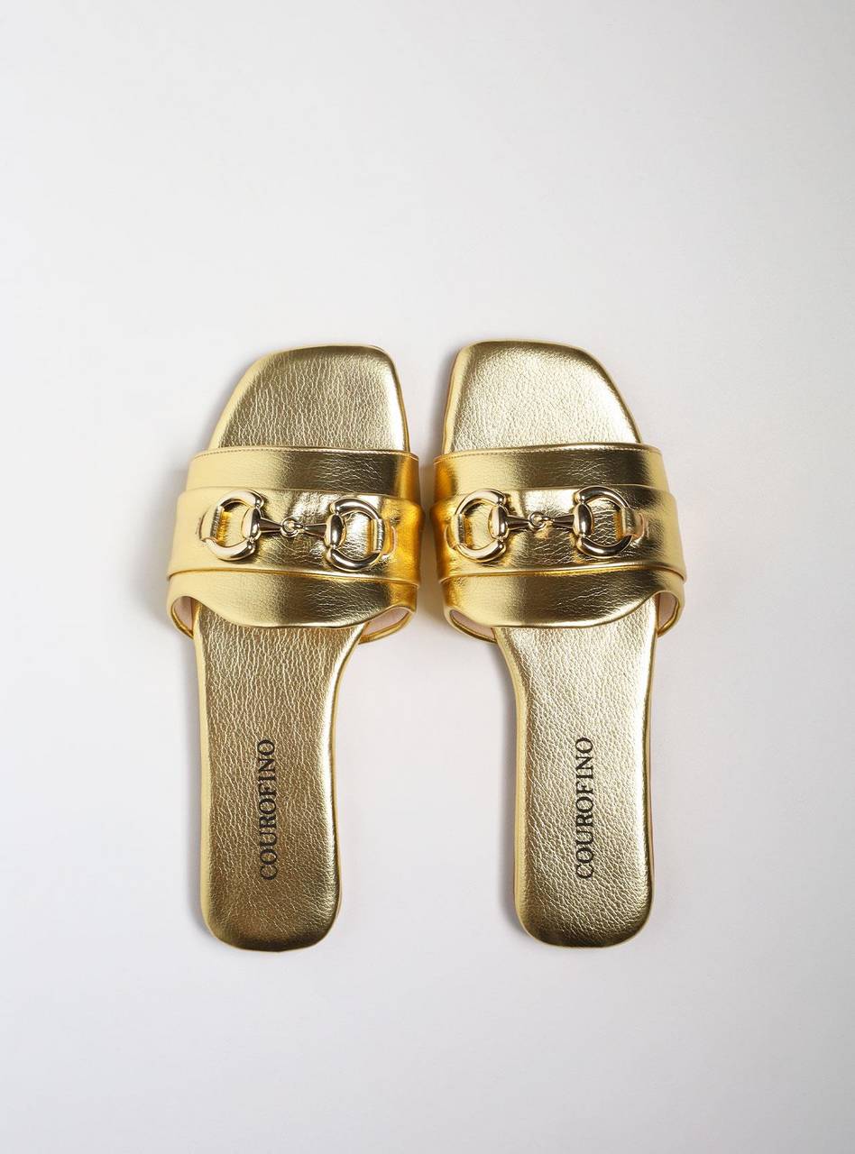 Sandália Feminina Slide Bridão - Ouro SDI-11536 - AU