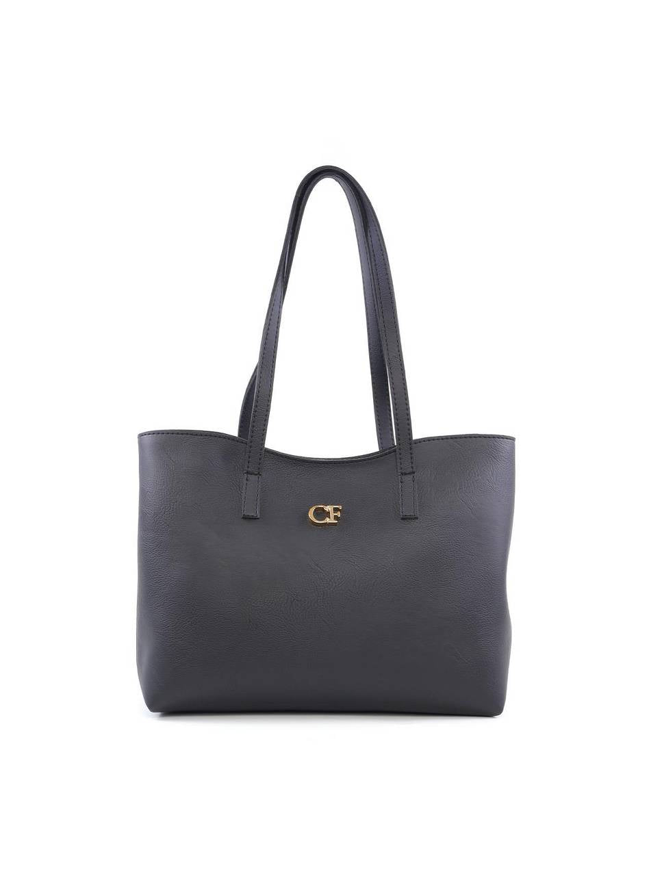 Bolsa Tote com Borda Ondulada - Preta BSI-6158 - PR
