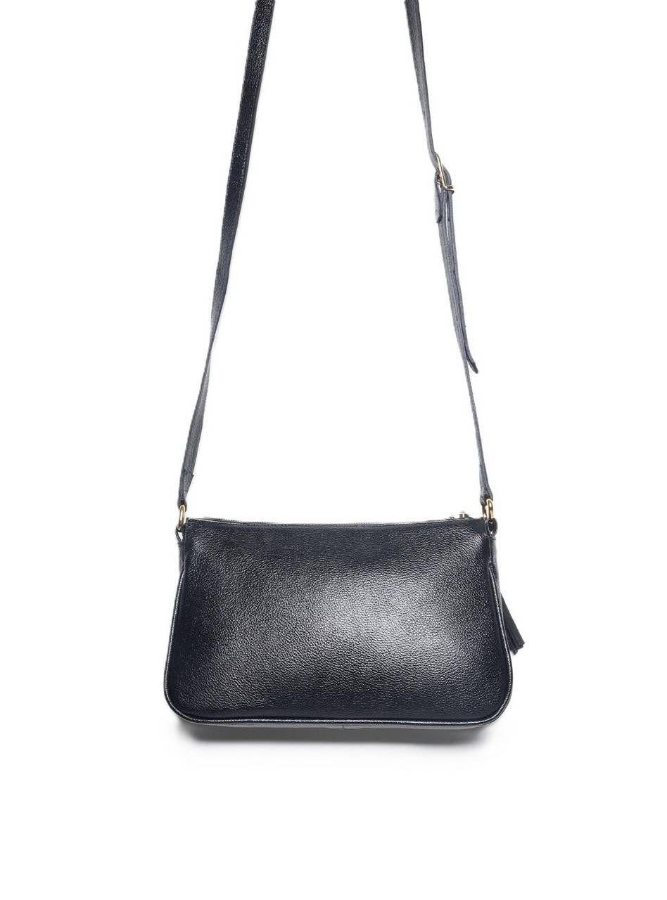 Bolsa Clutch Couro Pequena Transversal Preta BSI-5873 - PR
