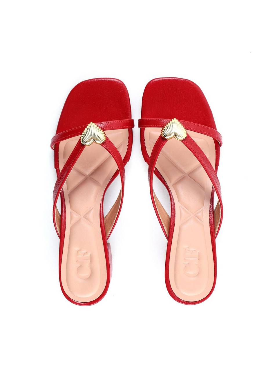 Tamanco com Salto Bloco e Detalhe de Coração - Vermelho SDI-12070 - VE