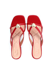 Tamanco com Salto Bloco e Detalhe de Coração - Vermelho SDI-12070 - VE
