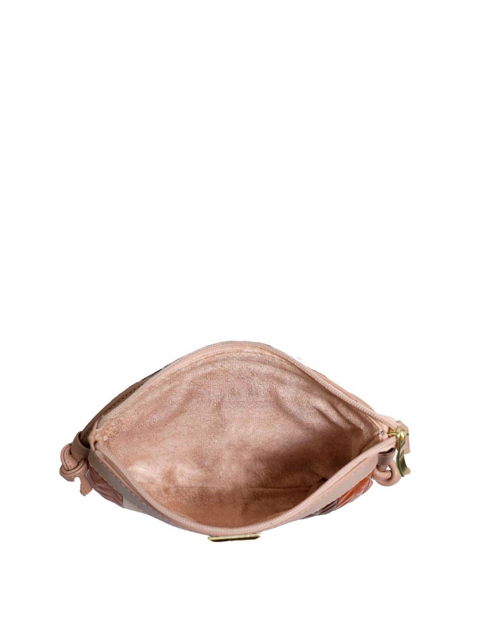 Bolsa Clutch Pequena Transversal Retalhos Verticais Nude BSI-5725 - NU