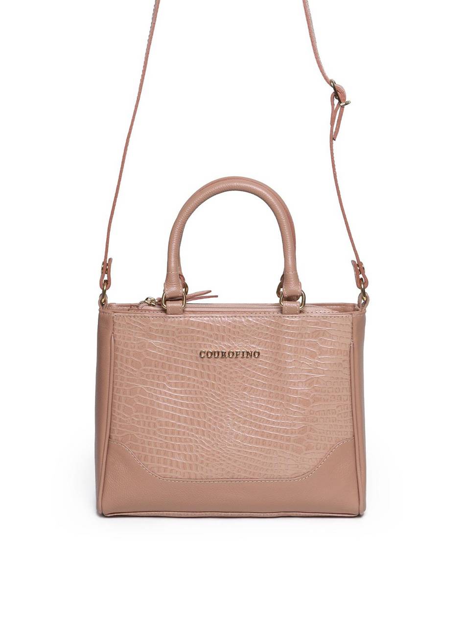 Bolsa Tote Couro Média Transversal Nude BSI-5893 - NU