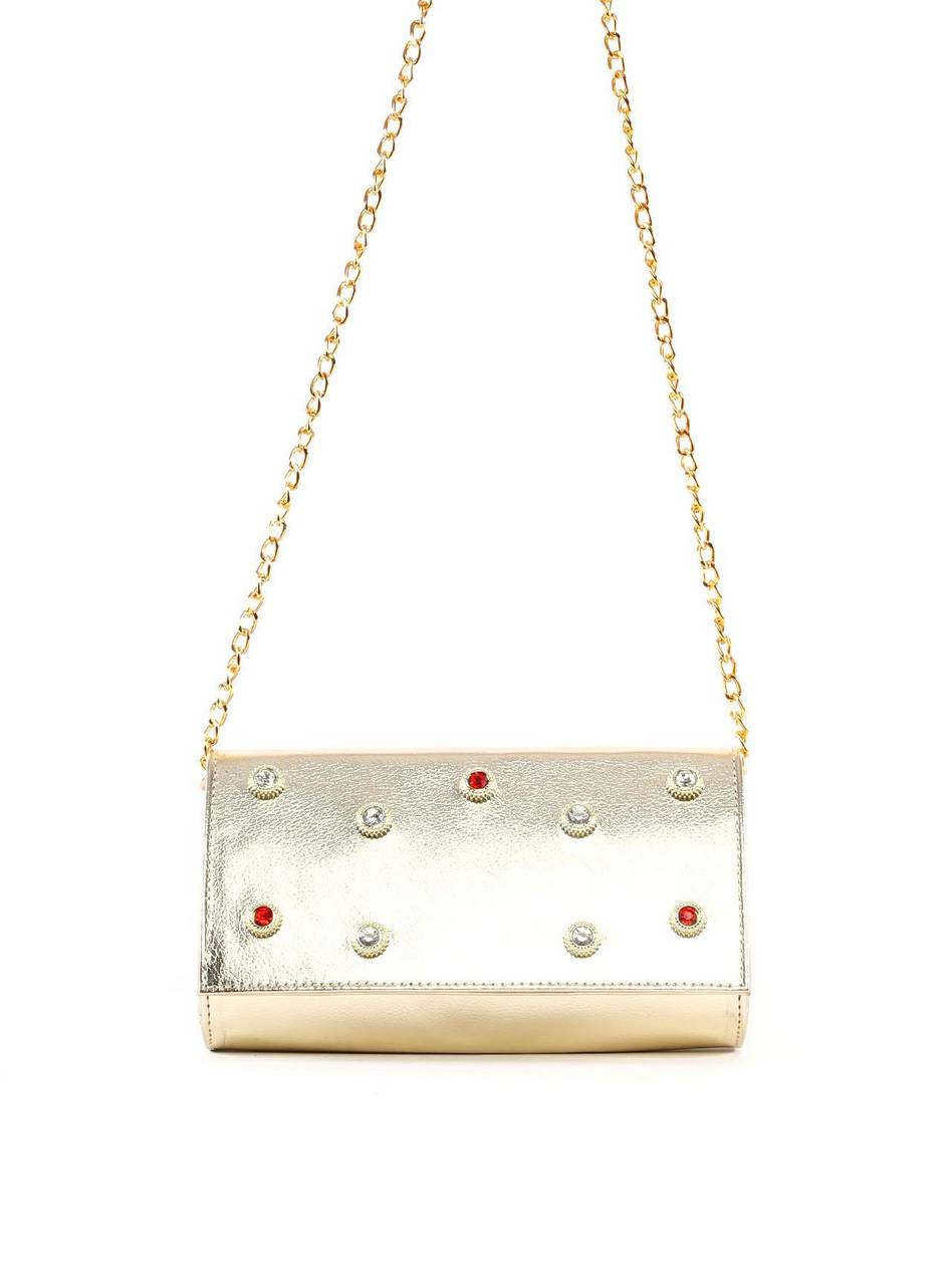 Bolsa Clutch com Pedraria - Ouro BSI-6364 - AU
