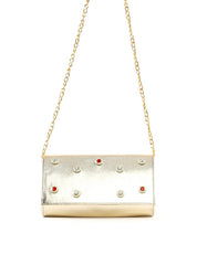 Bolsa Clutch com Pedraria - Ouro BSI-6364 - AU