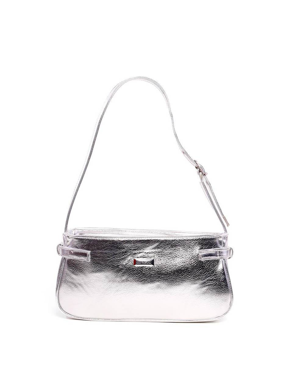 Bolsa Baguette com Detalhe de Cinto - Prata BSI-6151 - PT