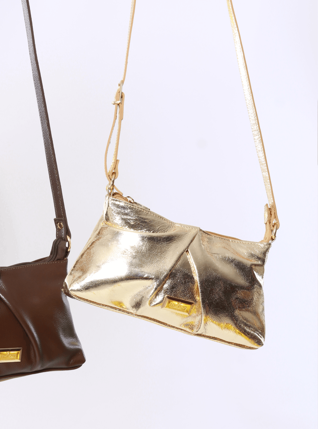 Bolsa Transversal Retangular Detalhe Drapeado - Ouro BSI-6281 - AU