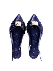 Sapatilha Slingback Drapeada Enfeite Orgânico - Preta SDI-11981 - PR