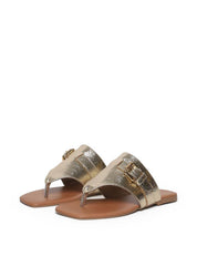 Sandália Feminina Rasteira Fivela - Ouro SDI-11601 - AU