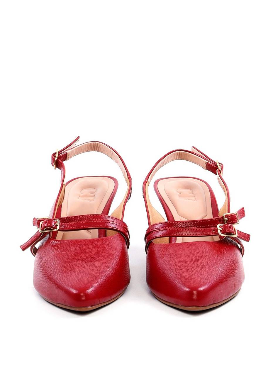 Scarpin Slingback com Fivelas Laterias - Vermelha SDI-11737 - VE