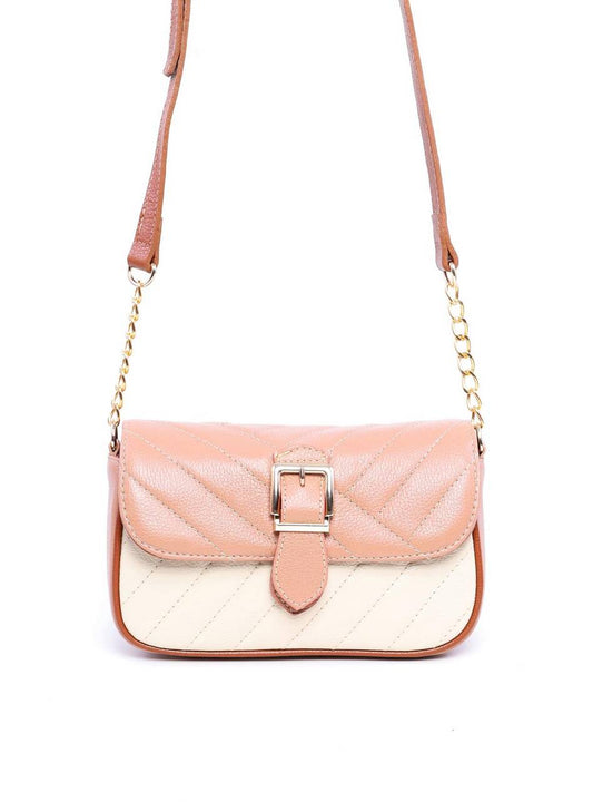 Bolsa Bag Transversal com Tampa e Ligueta Fivela Nude BSI-6000 - NU