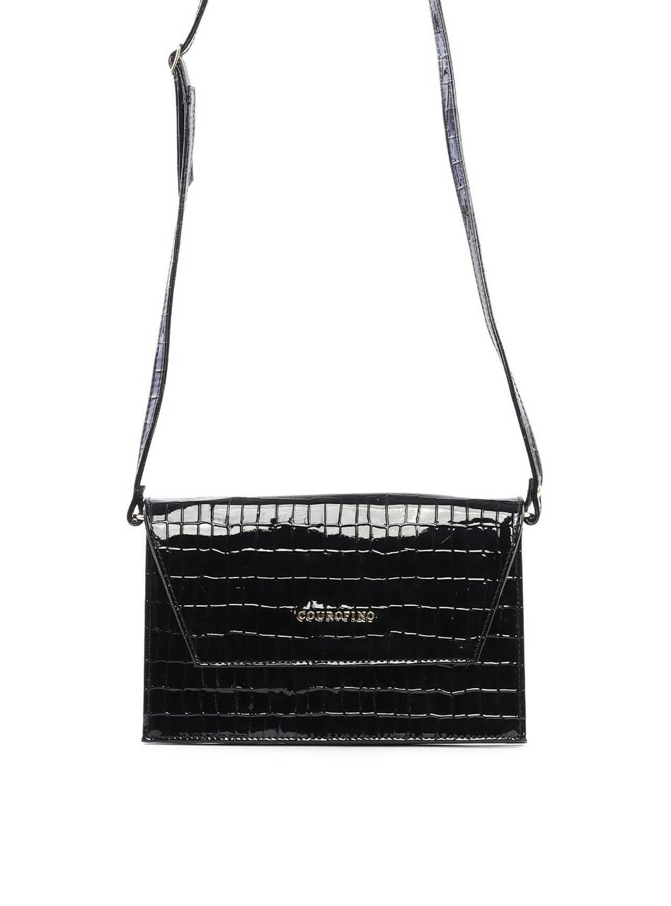 Bolsa Clutch Transversal Croco - Preta BSI-6416 - PR