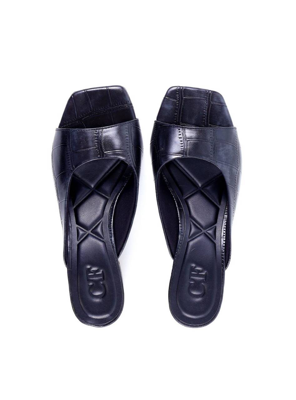 Tamanco com Salto Bloco Maxi Croco - Preta SDI-11985 - PR