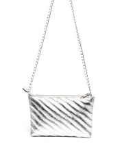 Bolsa Clutch em Matelassê com Alça de Corrente - Prata BSI-6270 - PT