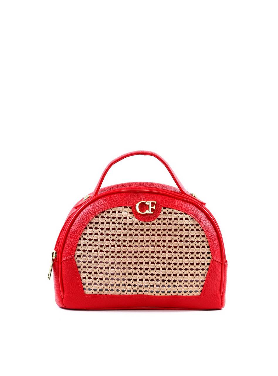 Necessaire Feminina Arredondada Detalhe Tela Frontal - Vermelha NSI-168 - VE