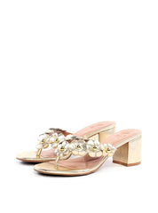 Tamanco de Dedo Salto Bloco com Mini Flores  SDI-11823 - AU