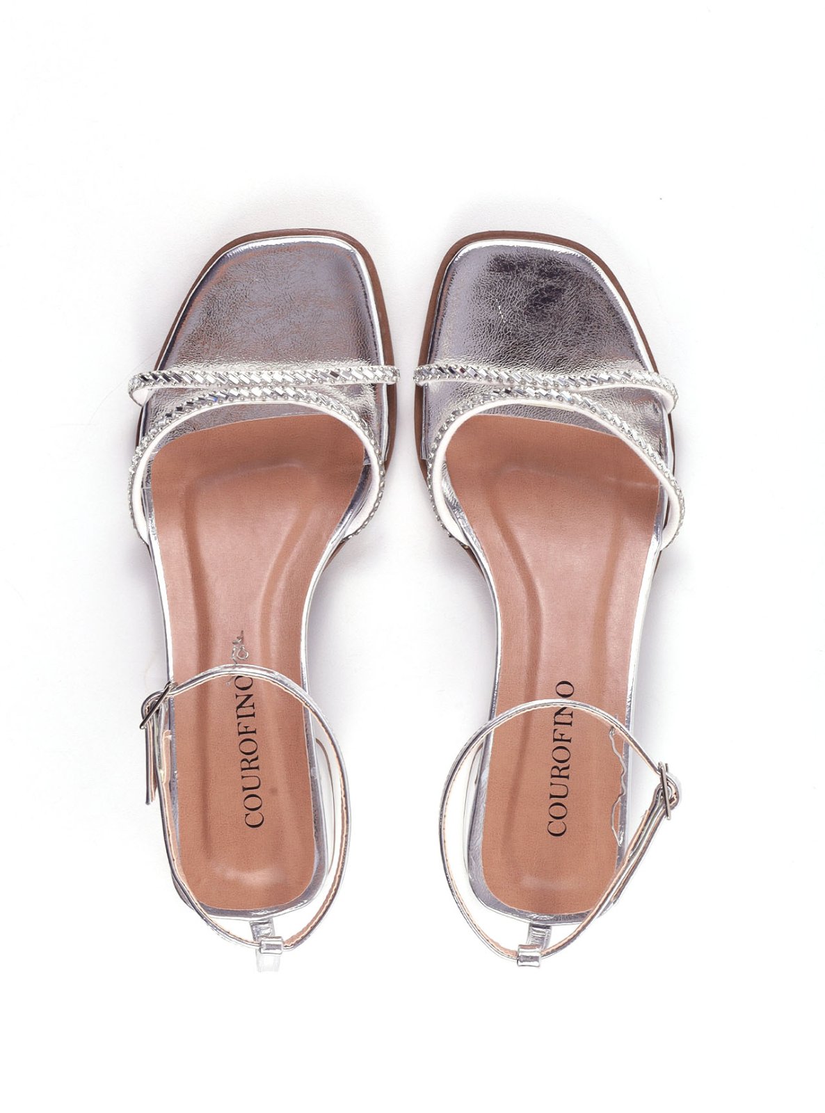 Sandália Salto Bloco Médio com Strass SDI-12245 - PT