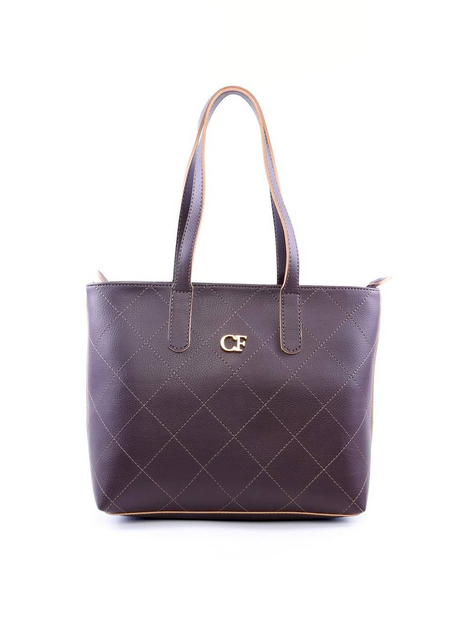 Bolsa Shopper Tiracolo Metalasse com Detalhes de Costura - Cacau BSI-6064 - CA