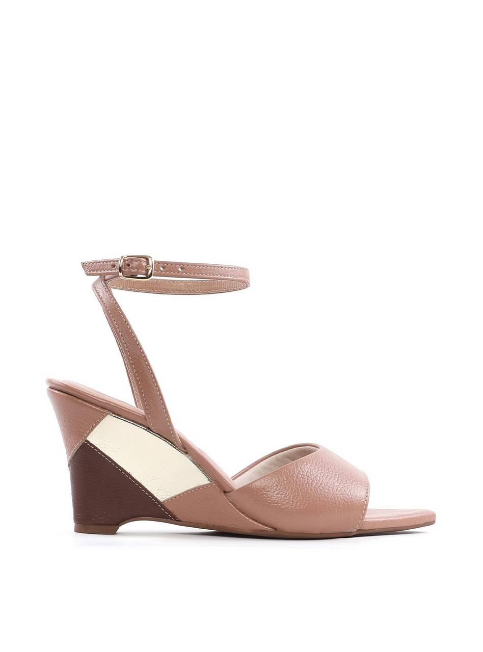 Sandália Anabela Patchwork Bico Folha - Nude SDI-12087 - NU