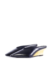 Mule de Bico Fino com Salto Anabela Cromado - Preto SD-12011 - PR