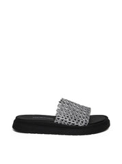 Sandália Flatform Slide com Tiras Tramadas - Prata SDI-11654 - PT