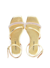 Rasteira Salto Flat com Tiras em Strass - Ouro SDI-11907 - AU