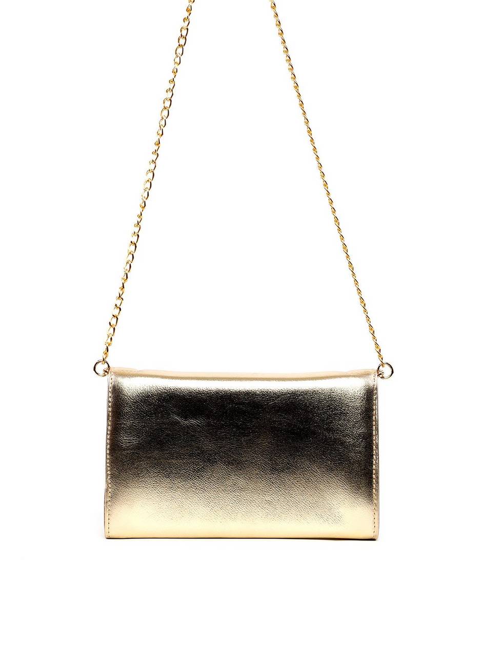 Bolsa Clutch Retangular com Alça de Corrente - Ouro BSI-6244 - AU