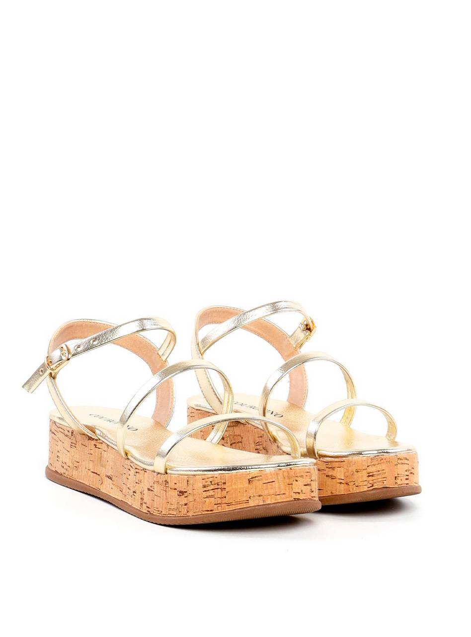 Sandália Flatforma em Cortiça - Ouro SDI-12187 - AU