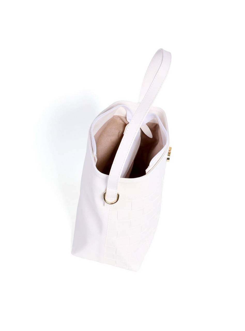 Bolsa Tote com Alça Dupla em Tressê - Branca BSI-6212 - BR