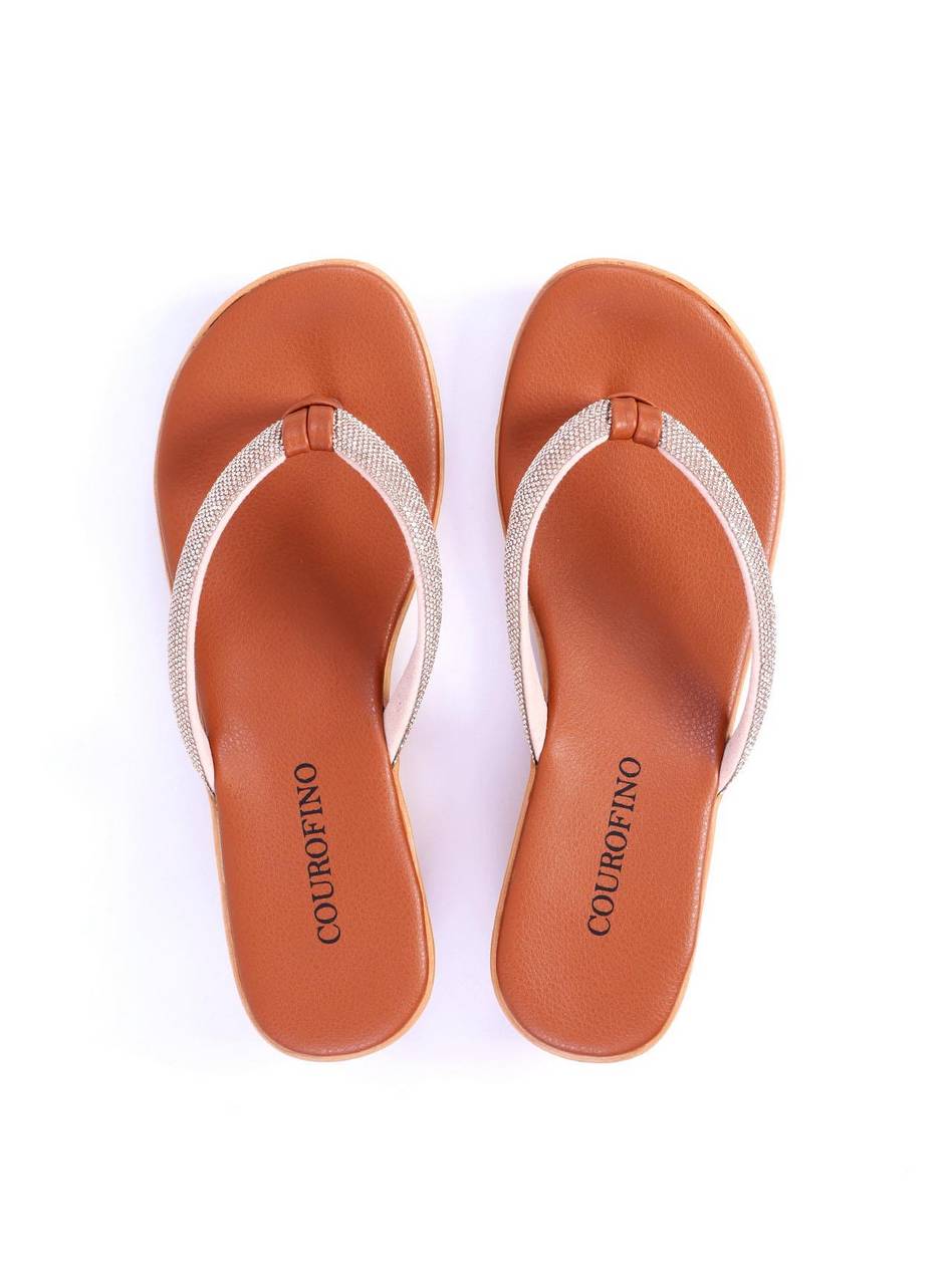 Sandália Feminina Tamanco Anabela Comfort com Tiras em Strass - Castor SDI-11699 - CS
