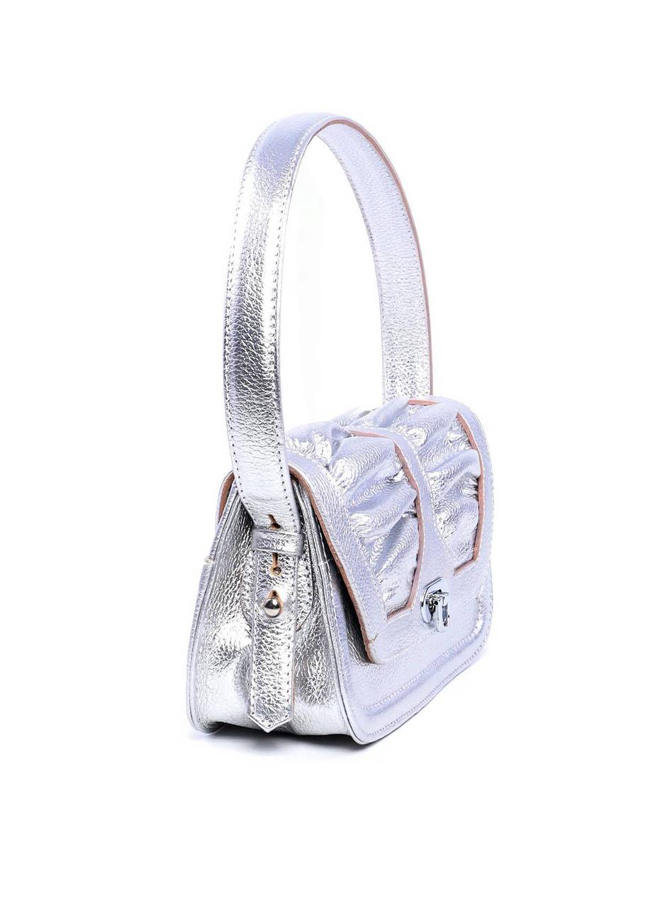 Bolsa Satchel Drapeado com Alça Dupla Removível - Prata BSI-5933 - PT
