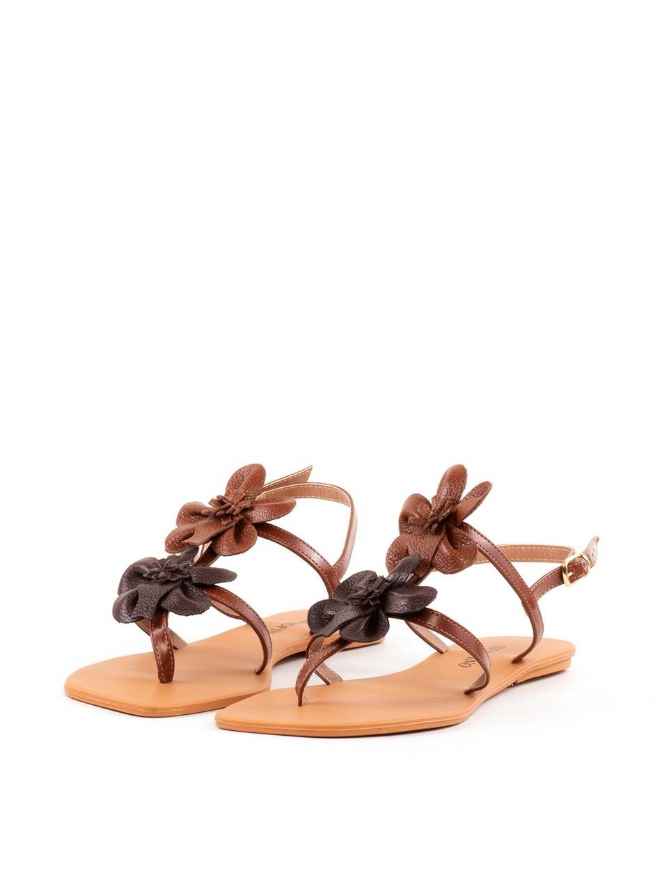 Rasteira Tiras Finas Enfeite Duas Flores - Castor SDI-12035 - CS