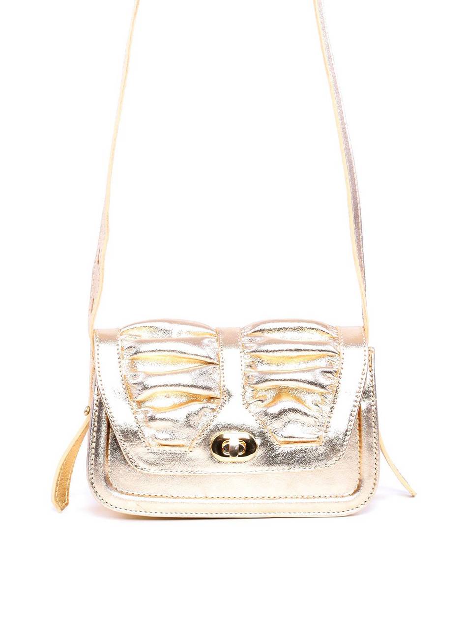 Bolsa Satchel Drapeado com Alça Dupla Removível - Ouro BSI-5933 - AU