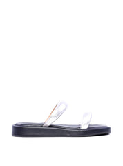 Sandália Feminina Flatform com Tiras Meia Cana - Prata SDI-11682 - PT