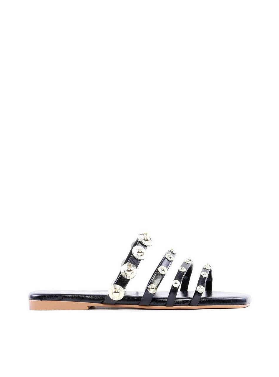 Rasteira com Tiras Finas e Rebites - Preta SDI-11895 - PR