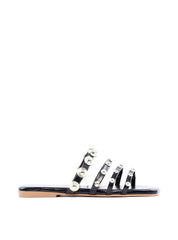 Rasteira com Tiras Finas e Rebites - Preta SDI-11895 - PR