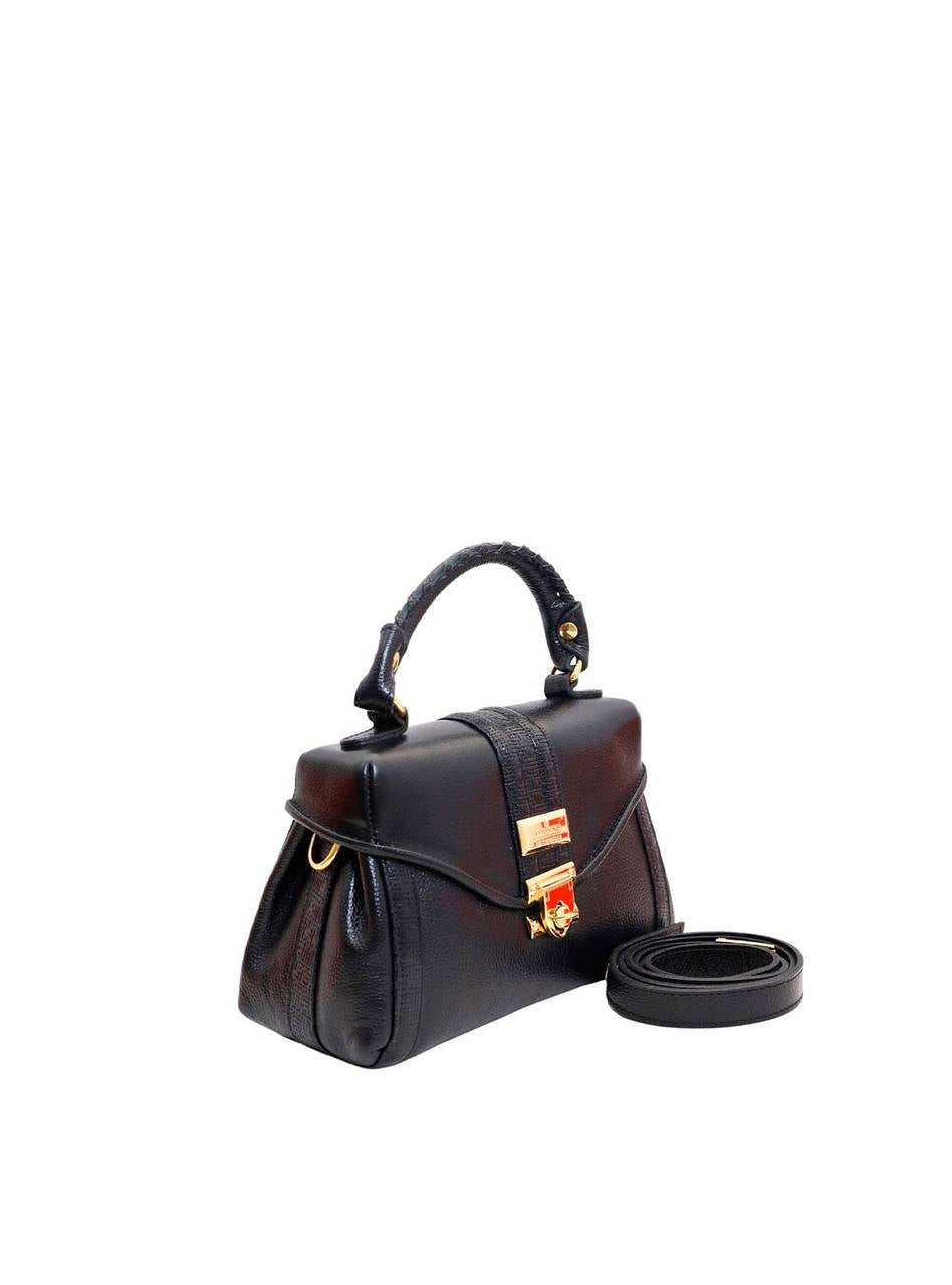 Bolsa Feminina Satchel Pequena Couro Preta BSI-5710 - PR