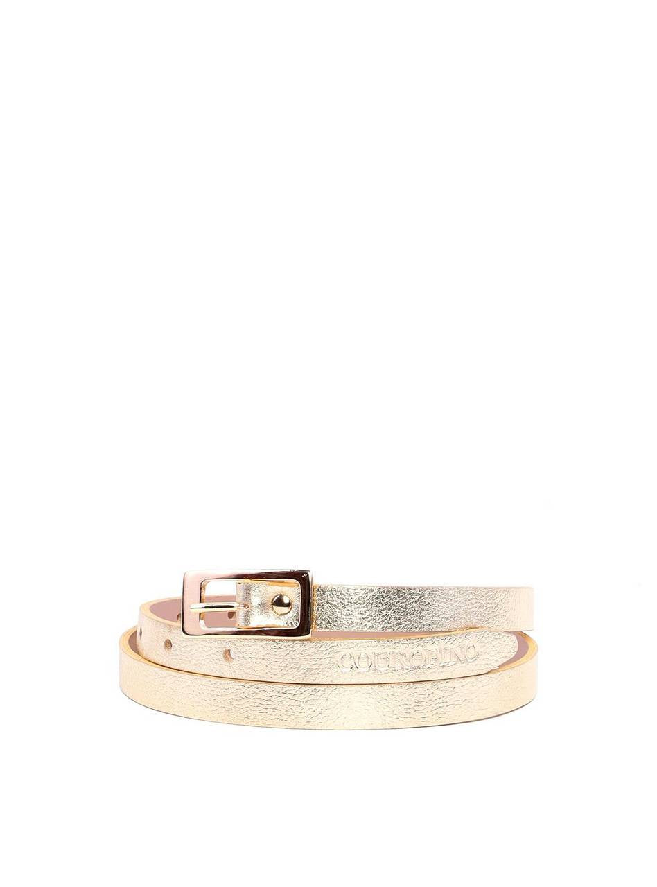 Cinto Social Feminino de Couro com Fivela Retangular - Ouro CTI-990 - AU