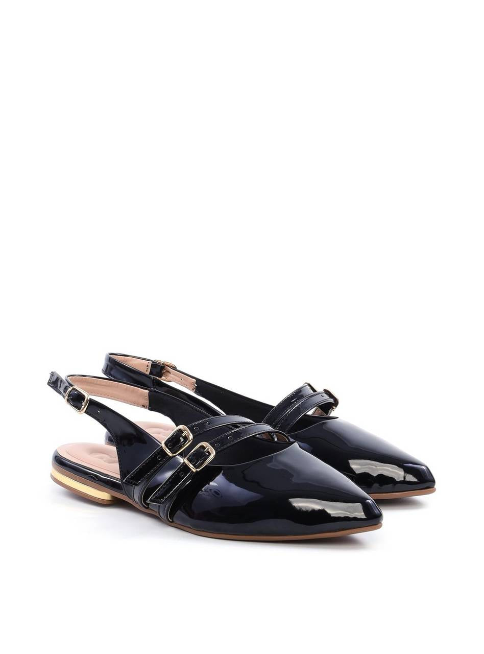 Sandália Slingback com Fivelas Laterais - Preta SDI-11736 - PR