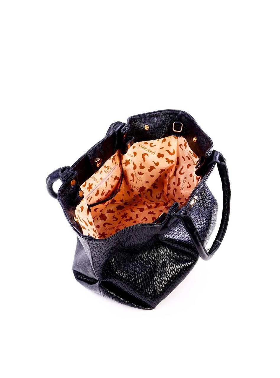 Bolsa Tote com Drapeado e Alça Dupla - Preta BSI-6275 - PR