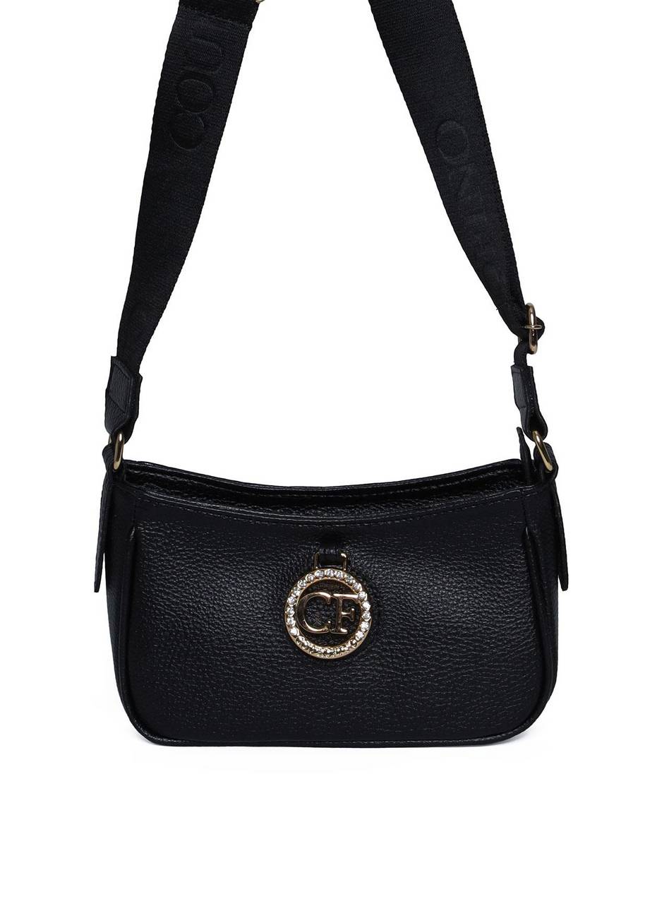 Bolsa Hobo Transversal com Bag Charm - Preta BSI-5977 - PR